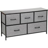 Kelvenix Black 5 Drawer Fabric Chest of Drawers Storage Unit in Grey | Size: 0.6m2