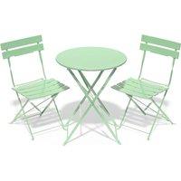 PAWNORA 2 Seater Folding Bistro Set Table Chair Outdoor Garden Patio Metal in Green