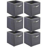 KORVIXA Set of 6 Collapsible Foldable Storage Boxes S in Grey | Size: 900mm