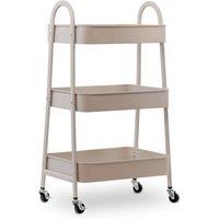 KORVIXA 3 Tier Storage Trolley Cart with Mesh Baskets in Beige | Size: 100 cm
