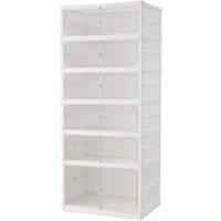 KORVIXA 6 Tier Plastic Folding Shoe Storage Box in White | Size: 900mm