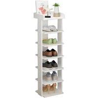 KORVIXA 7 Tier Wooden Shoe Rack Tall Storage Shelf Unit in White | Size: 100 cm x 100 cm