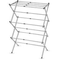 FLAVORA 3 Tier Clothes Dryer Airer Foldable Laundry Rack in Silver | Size: 100 cm x 15 cm