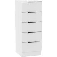 Kelvenix 5 Drawer, White 5 Drawer Narrow Chest Bedroom | Size: 0.6m2
