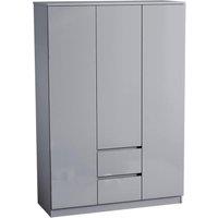 Kelvenix Grey Modern Gloss 3 Door 2 Drawer Wardrobe Storage | Size: 0.6m2