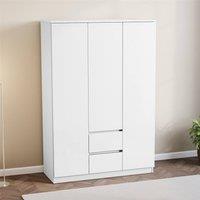 Kelvenix White Modern Gloss 3 Door 2 Drawer Wardrobe Storage | Size: 0.6m2