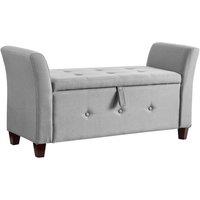 Kelvenix Light Grey Linen Storage Ottoman Seat Stool Bench | Size: 0.6m2