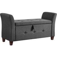 Kelvenix Dark Grey Linen Storage Ottoman Seat Stool Bench | Size: 0.6m2