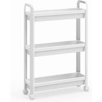 Kelvenix 3-Tier Bathroom Organizer Multifunctional Storage Trolley in White | Size: 0.6m2