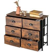Kelvenix 6 Drawers Dresser Organizer 2-Tier Fabric Storage in Brown | Size: 0.6m2