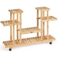 Kelvenix 4-Tier Wooden Flower Rack Display Shelf Flower Plant Stand in Brown