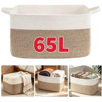 Kelvenix 2PCS 65L Cotton Rope Basket Large Laundry in Brown | Size: 0.6m2