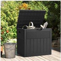Living and Home 126L Waterproof Large Plastic Garden Storage Box with a Padlock-Black Deck Box for Outdoor/Indoor, Patio(Rattan Texture) in Black