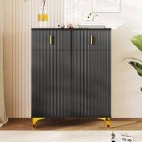 ModernLuxe Sideboard shoe cabinet with adjustable shelves, drawers in Black