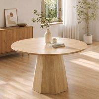 ModernLuxe Round dining table 120x120cm for 4-6 people with wood design in Natural | Size: 120x120 cm