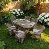 Furniture Maxi Provence Willow 6Seater Rattan Garden Dining Set in Natural