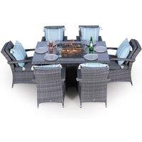Thats Furniture Arizona Fire Pit 6 Seater Rectangle Rattan Dining Set in Grey