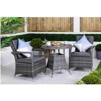 Thats Furniture Arizona Round Rattan Garden Bistro Table & Chairs Set 2 Seater in Grey