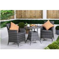 Thats Furniture Savannah Round Rattan Garden Bistro Table & Chairs Set 2 Seater in Grey