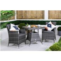 Thats Furniture Savannah Square Rattan Garden Bistro Table & Chairs Set 2 Seater in Grey