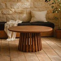 Wyld Haus Birmingham Slatted Mango Wood Round Coffee Table in Brown