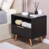Wyld and Coco Bedside Table - Black MDF with Gold Metal Legs