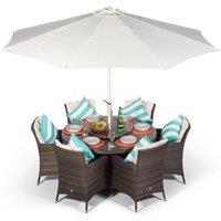 Thats Furniture Savannah Round 6 Seater Rattan Patio Dining Set in Brown