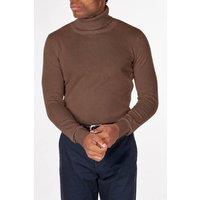 XPOSED Men's 100% Cotton Fine Knit Roll Neck Jumper in Brown | Size: 3XL