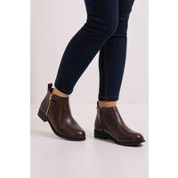 Dorothy Perkins Women's Wide Fit Maddy Side Zip Flat Ankle Boots in Brown | Size: 8