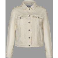 Enorsia Women's Essential Classic Ecru White Denim Jacket | Size: 10