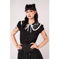 Hell Bunny Women's Dance Macabre Black Skeleton Embroidered Blouse | Size: XL