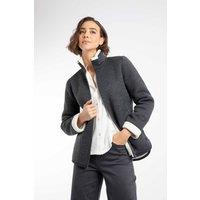 Weird Fish Women's Campbell Faux Shearling Bonded Full Zip Fleece in Charcoal | Size: 8