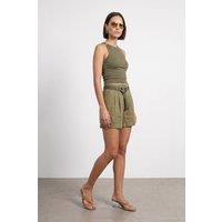 Dilvin Women's Linen Shorts in Khaki | Size: Medium