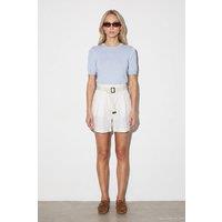 Dilvin Women's Linen Shorts in Off-White | Size: Small