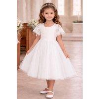 UK Flower Girl Boutique Girl's Bohemian Flutter Tea Dress - White | Size: 2-3 Years