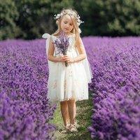 UK Flower Girl Boutique Girl's Enchanted Angel Dress - Embroidered Ivory Tulle | Size: 1-2 Years