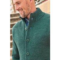 WoolOvers Men's Mens 100% Pure Wool Button Everyday Cardigan in Green | Size: XL