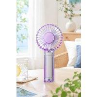 Doshisha Portable Transparent Dual-Blade Fan - Powerful, Glowy Design in Purple