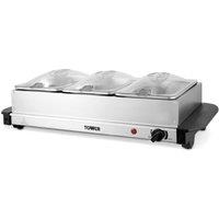 Tower 3 x 1.5L Buffet Server, Stainless Steel, T16150 in Silver | Size: A