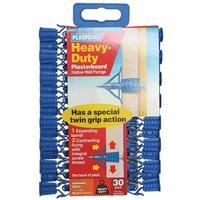 PLASPLUGS Heavy Duty Plasterboard Fixing (Pack of 30) in Blue