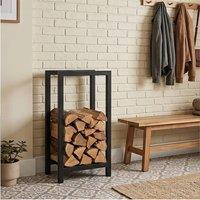 Levede Firewood Rack Steel Fireplace Log Holder Compact Wood Storage, Black