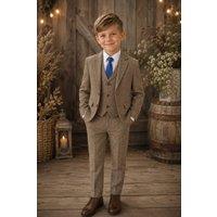 Little Giants Boy's Nathan - Chestnut 5 Piece Suit in Light Brown | Size: 12-18 m