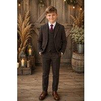 Little Giants Boy's Nathan - Walnut 5 Piece Suit in Dark Brown | Size: 9-12 m