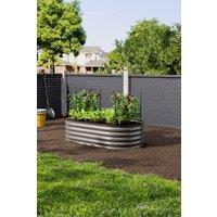 Garden Sanctuary Outdoor Galvanized Steel Raised Garden Bed with Trellis in Grey
