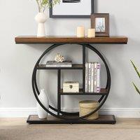 Mona Vale Furniture Console Table 4 Tier Storage Narrow Hallway Entryway Sofa Table Industrial in Brown