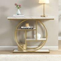 Mona Vale Furniture Console Table 4 Tier Storage Narrow Hallway Entryway Sofa Table Industrial in White