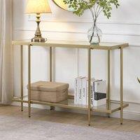 Mona Vale Furniture Console Table with Storage Shelves Narrow Hallway Entryway Sofa Table Modern in Gold