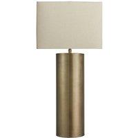Industville Pillar Geometric Cylinder Table Lamp - Brass - Rounded Rectangle Shade in Metallic Gold | Size: Medium