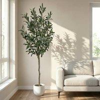 CASSILANDO Lifelike Artificial Olive Tree 6FT/180cm in Green