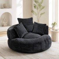 STILVORA Black Chenille Bean Bag Chair with High Back